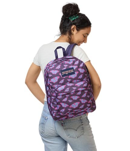 JanSport SuperBreak One Backpack - Durable, Lightweight Bag with 1 Main Compartment, Front Utility Pocket with Built-in Organizer, Premium Backpack, Flutter By Purple - color: Flutter By Purple