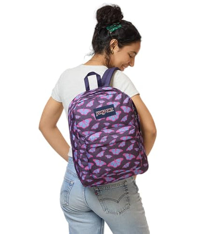 JanSport SuperBreak One Backpack - Durable, Lightweight Bag with 1 Main Compartment, Front Utility Pocket with Built-in Organizer, Premium Backpack, Flutter By Purple - color: Flutter By Purple