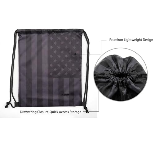 Black American Flag Drawstring Backpack, Lightweight Cinch String Sports Sackpack for Men & Women,pack of 2 - color: Americanflag-black
