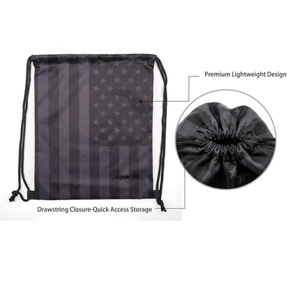 Black American Flag Drawstring Backpack, Lightweight Cinch String Sports Sackpack for Men & Women,pack of 2 - color: Americanflag-black