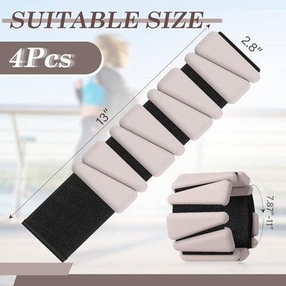 Vinsot Wrist and Ankle Weights for Women Men Set of 4(1 lb Each) adjustable Arm Leg Silicone Weighted Wristbands Bracelets for Pilates Yoga Gym Workout Running Walking Strength Training(Beige) - color: Milk Tea Brown