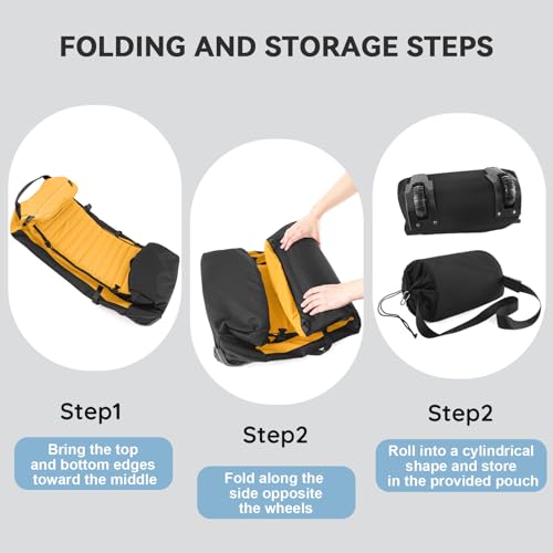 85L 29“ Foldable Rolling Backpack with Wheels, Soft-side Travel Duffle Bag with Separate Shoe Compartment, Full Quilted Bottom, Yellow - color: Yellow