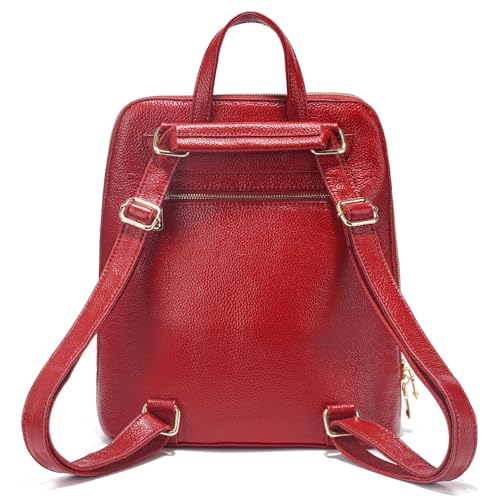 zency 100% Genuine Leather Knapsack Ladies Alligator Pattern Women Backpack For Work Laptop (Dark Red) - color: Dark Red