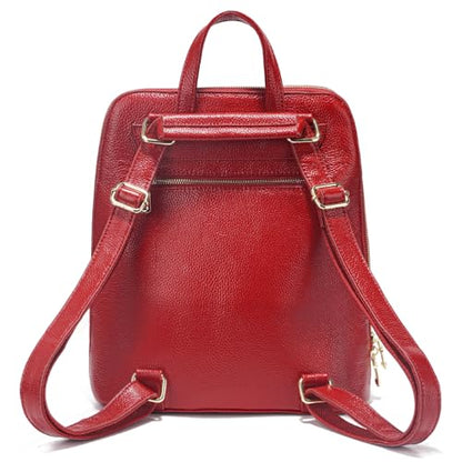 zency 100% Genuine Leather Knapsack Ladies Alligator Pattern Women Backpack For Work Laptop (Dark Red) - color: Dark Red