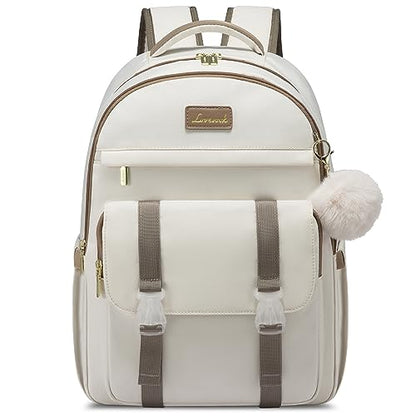 LOVEVOOK School Backpack for Teen Girls, Student Backpack Purse for 14-16 Teenage, Cute Kid Bookbag, Back to School Backpacks Fit 15.6 Inch Laptop, Large College Travel Bag, Beige-khaki - color: Beige-khaki