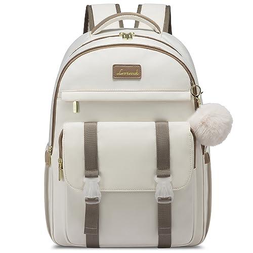 LOVEVOOK School Backpack for Teen Girls, Student Backpack Purse for 14-16 Teenage, Cute Kid Bookbag, Back to School Backpacks Fit 15.6 Inch Laptop, Large College Travel Bag, Beige-khaki - color: Beige-khaki