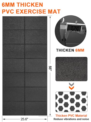 Treadmill Mat 55"x25", WERCHO Foldable Walking Pad Mat for Carpet Hardwood Floors 6mm Heavy-Duty Exercise Equipment Mat for Treadmil Pad,Spin Bike, Elliptical Trainer, Home, Gym - size: 55"L x 25"W x 0.2"Th