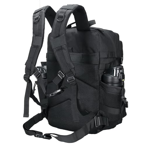 Lovelinks21 45L Tactical Assault Backpack 3 day assault pack with Molle Waterproof backpack Rucksack for Tactical Backpacks (Black) - color: Black