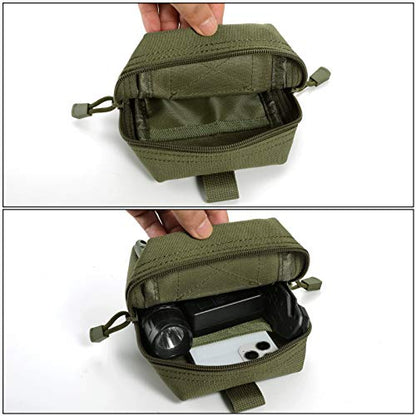 FRTKK 2 Pack Molle Pouches - Tactical Compact Water-Resistant EDC Pouch Bag Small Utility Pouch - color: 2 Pack-Army green