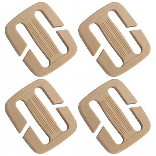 4 Pcs Backpack Strap Clips 1 Inch Detachable Webbing Buckle Nylon Shoulder Strap Holder Backpack Bag - color: Khaki
