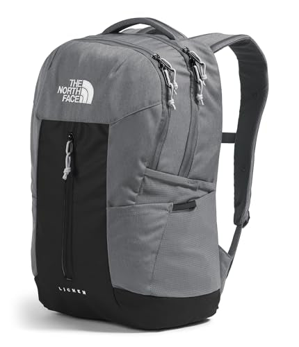 The North Face Lichen Daypack - Everyday Commuter Backpack, Laptop Sleeve, Water Bottle Pockets, Center Front Pouch, Smoked Pearl Dark Heather/TNF Black, One Size - color: Smoked Pearl Dark Heather/Tnf Black