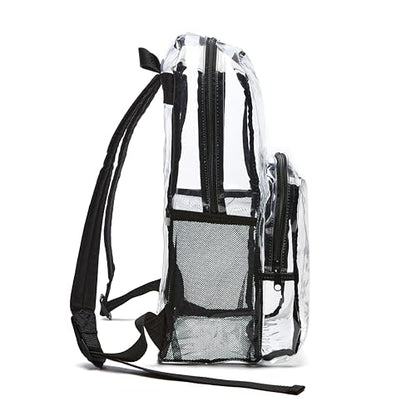 Amazon Basics Transparent Clear School Backpack, Water-Resistant PVC Plastic, Reinforced Shoulder Straps, 17 x 7 x 13 in - color: Clear, size: 1-Pack