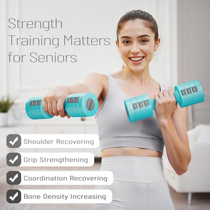 EAST MOUNT Adjustable Dumbbells 5 lb Dumbbells Set of 2 / Pair 10 lb Total Free Weights 6 in 1 Women Hand Weights for Home,Office,Gym Exercise Training 2lb 3lb 4lb 5lb Fast Adjust - color: Blue