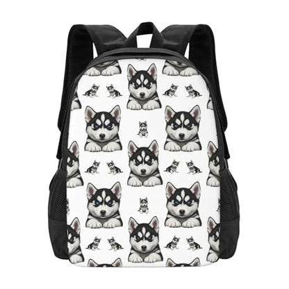Wear Resistant Outdoor Backpack Husky Dog Printing, Big Capacity Adjustable Strap Rucksack Unisex Bag for Trekking Camping Daily Carrying - color: Design (404)
