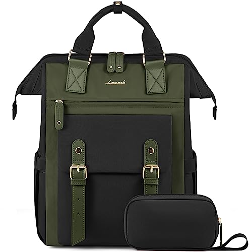 LOVEVOOK Laptop Backpack for Women Work Travel Backpack Purse, Nurse Bags Teacher Doctor Commuter Business Computer Bag, College Backpack Stylish Daypack, 15.6 Inch, Black-army green-army green - color: Black-army Green-army Green, size: 15.6 Inch