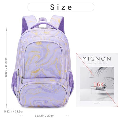 abshoo Marble Lightweight Kids Backpack For School Girls Elementary Kindergarten Bookbag School Bags (Marble Purple) - color: Marble Purple
