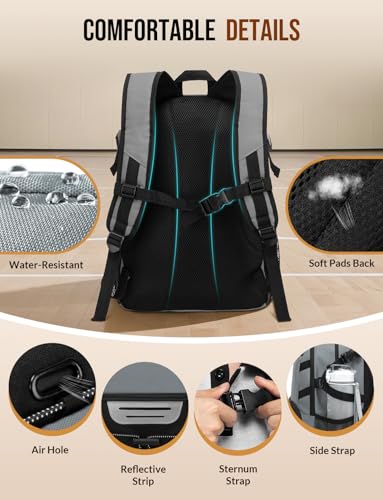 Basketball Backpack with Shoe Compartment Large Basketball Bag with Ball Holder for Men Women Gym Backpack fit Volleyball Football for Sports Travel Gym - Grey - color: Grey