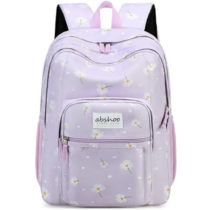 abshoo Classical Basic Daisy Womens School Backpack For College Teen Girls Water Resistant Bookbag (Daisy Purple) - color: Daisy Purple, size: 16.5 Inc