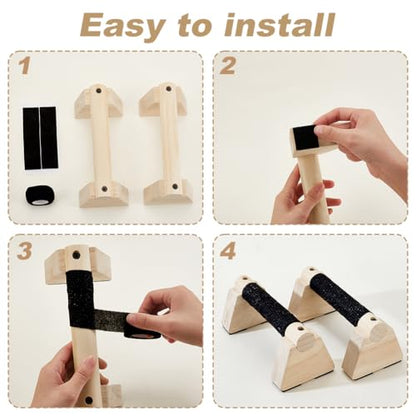 AHANDMAKER Wooden Parallettes Bars for Handstand Training in Natural Bisque Calisthenics Equipment Push Up Bars Dip Stands for Home Gym Strength Training Men Fitness Essentials - size: 20x8.7x7.95cm