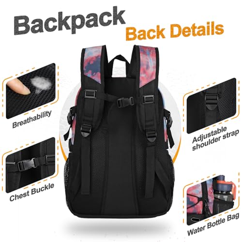 Goloni Soccer Backpack,Basketball Backpack with Ball Compartment & Shoe Compartment,Backpack for Basketball,Soccer - color: Red Tie Dye
