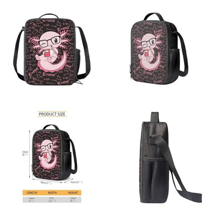 Cute Axolotl Backpack for Girls Kids Backpack with Lunch Box Water Bottle Carrier with Strap and Big Pencil Case 4 PCS Set Bookbag with Front Pocket for School 17" Sturdy Elementary School Bag - color: Axolotl-4