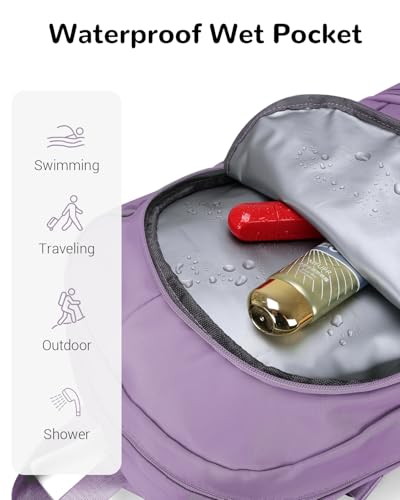 28L Small Gym Backpack with Shoe Compartment for Women, Waterproof Sports Backpack with Wet Pocket, Purple - color: Purple