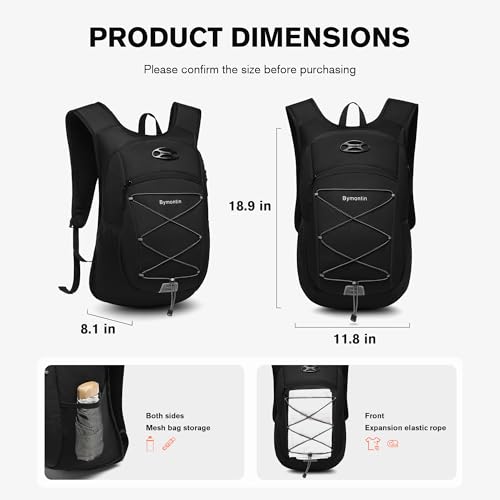 Ultra-Light Soft Daypack 15L/20L, Cushioned Breathable Back Panel Backpack, Lightweight Packable Travel Backpack (Black, 20L) - color: Black, size: 20L