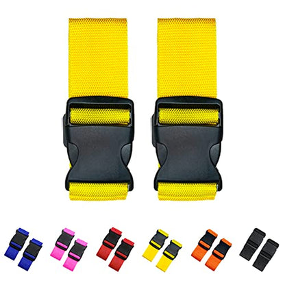 2 Pack Suitcase Straps, Bright Color Adjustable Luggage Belts, TSA Approved (Yellow) - color: Yellow