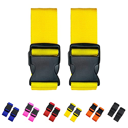 2 Pack Suitcase Straps, Bright Color Adjustable Luggage Belts, TSA Approved (Yellow) - color: Yellow