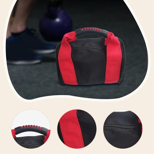 Kettlebell Sandbag Bag Only with Handle - Sand Weights Bag for Functional Fitness, Boxing, Bodybuilding (Sand Not Included) - color: Red