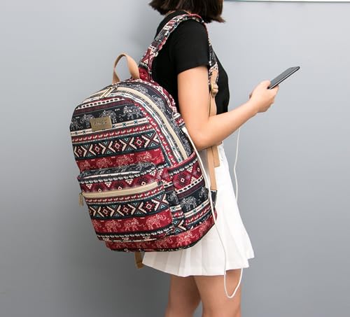 Kinmac Laptop Backpack with Massage Cushion For 15.6 inch Laptop(Elephant) - color: Red Elephant