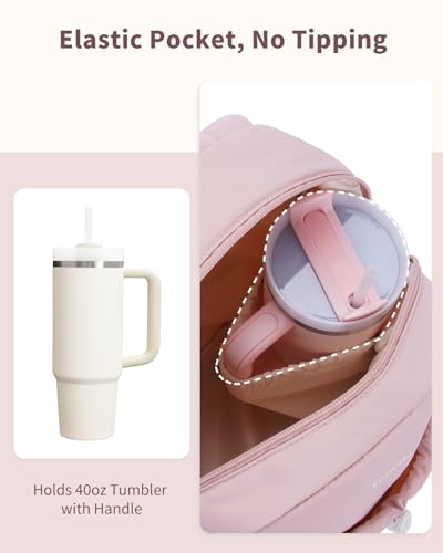 Ceneda Gym Backpack for Women, Cute Gym Bag with Shoe Compartment, Wet Pocket & Cup Holder, Puffer Dance Cheer Backpack - color: Pink, style: Taslon