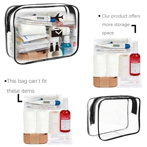 Clear Toiletry Bag, 2 Pack TSA Approved Travel Toiletry Bag Carry on Travel Accessories Bag for Women Men, Carry on Airport Airline Cosmetic Bag (Black-2pc) - color: Black-2pc
