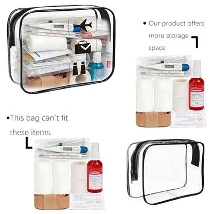 Clear Toiletry Bag, 2 Pack TSA Approved Travel Toiletry Bag Carry on Travel Accessories Bag for Women Men, Carry on Airport Airline Cosmetic Bag (Black-2pc) - color: Black-2pc