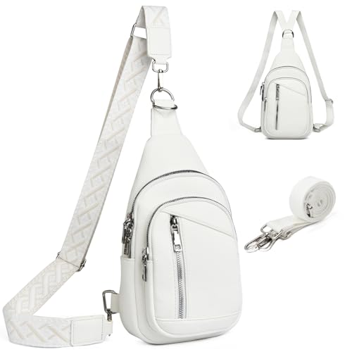 MYHOZEE Small Diaper Bag Crossbody Sling Purse for Women - 2 in 1 Leather Backpack with 2 Straps for Short Trips Work Daily | Mini diaper bag - color: F186-lychee White