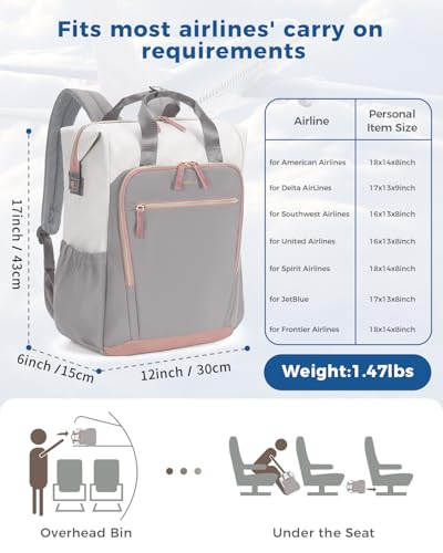 ECOHUB 17" Laptop bag for Women 25L Teacher's Laptop Backpack Work Backpack for Professional Nurse Travel Backpack,Grey - color: Grey