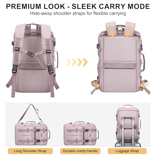 PIJUSHI Travel Backpack for Women Carry on Convertible Duffle Bag Flight Approved Luggage Backpack Fit 16-inch Laptop(PE053 Ashen Purple) - color: Ashen Purple