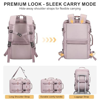PIJUSHI Travel Backpack for Women Carry on Convertible Duffle Bag Flight Approved Luggage Backpack Fit 16-inch Laptop(PE053 Ashen Purple) - color: Ashen Purple