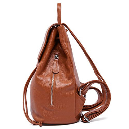 BOYATU Women’s Full-Grain Leather Backpack Purse, Minimal Structured Design, Work Commuter & City Travel, Compact Everyday Essentials, Fashion RFID Pocket Bag ((Brown) - color: Brown