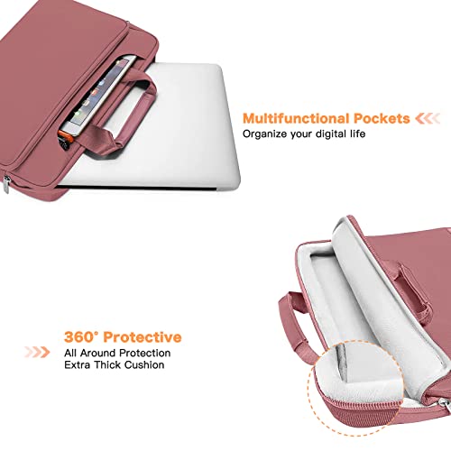 MOSISO 360 Protective Laptop Bag 15.6 inch, 15-16 inch Computer Bag Compatible with MacBook Air 15 inch/Pro 16 inch, HP,Dell,Lenovo,Asus,Notebook, Laptop Carrying Case with Strap&Handle, Dusty Rose - color: Dusty Rose, size: 16 inch