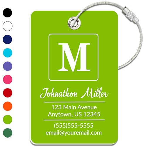 Personalized Luggage Tag | Custom Luggage Tags for Suitcases | Kids Backpack Tag | 10 Color Options & Choose Font, Font Color - color: Lime, size: 1 pack - Large
