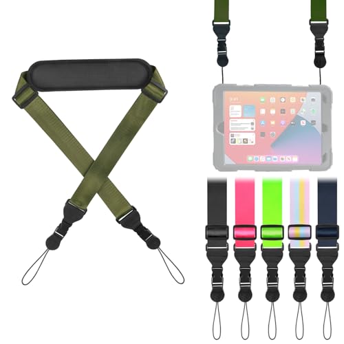 FIEIL Universal Shoulder Strap, Neoprene Padded Bag Strap with Double Adjustable Buckles, Comfortable Neck Lanyard for Camera, Cellphone Tablet,iPad, Laptop, Binocular, Luggage Bag(Army Green) - color: Army Green
