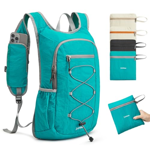 G4Free 20L Hiking Backpack Lightweight Daypack with Phone Pocket Small Packable Foldable Hiking Bag for Women Men, Peacock Blue - color: Peacock Blue