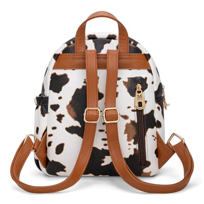 Montana West Mini Backpack Purse for Women Anti Theft Backpacks with Secured Zipper and Tassel - color: Mini Cow Print Brown