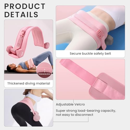 Exercise Hip Thrust Belt Workout Equipment Weighted Adjustable for Glute Strength Training, Use with Heavy Duty Kettlebells - color: pink