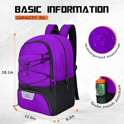 Goloni Soccer Backpack Bag with Separate Ball & Cleat Shoe Compartment,Sports Gym Backpack for Teen Girls Boys Men Women Kids - color: Purple