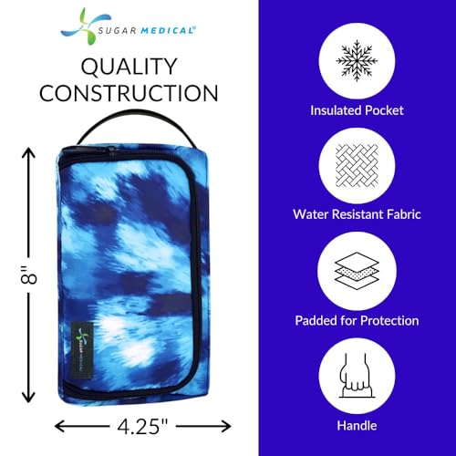 Sugar Medical Insulated Insulin Pen Case Organizer with Ice Pack - color: Waves