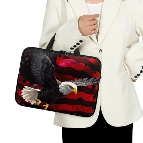 10 Inch American USA Flag Eagle Laptop Sleeve, Protective Tablet Case with Handle, Patriotic Computer Bag Carrying Case Notebook Cover Messenger Briefcase for Travel/Business/School - color: American Usa Flag Eagle, size: 10 Inch