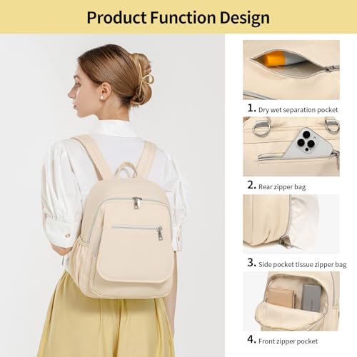 Small Diaper Bag Backpack, Mini Diaper Bag Purse with 10 Pockets, Travel Baby Bag for Baby Girls, Insulated Pockets, Stroller Straps, Beige - color: Beige