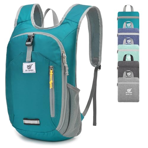 SKYSPER 10L Hiking Backpack Small Foldable Daypack Packable Lightweight Hiking Daypack Travel Day Pack for Women Men - color: Cyan